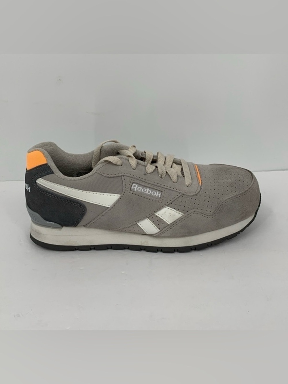 Reebok Harman Work Sneaker shoe gray suede leather composite toe tie women 6.5